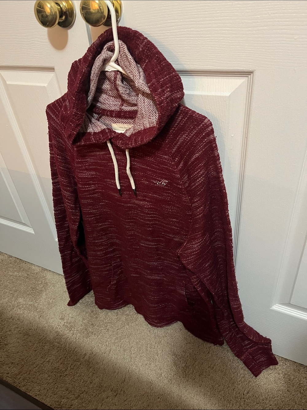 Hollister Marled Wine Red Pullover Hoodie with Drawcord